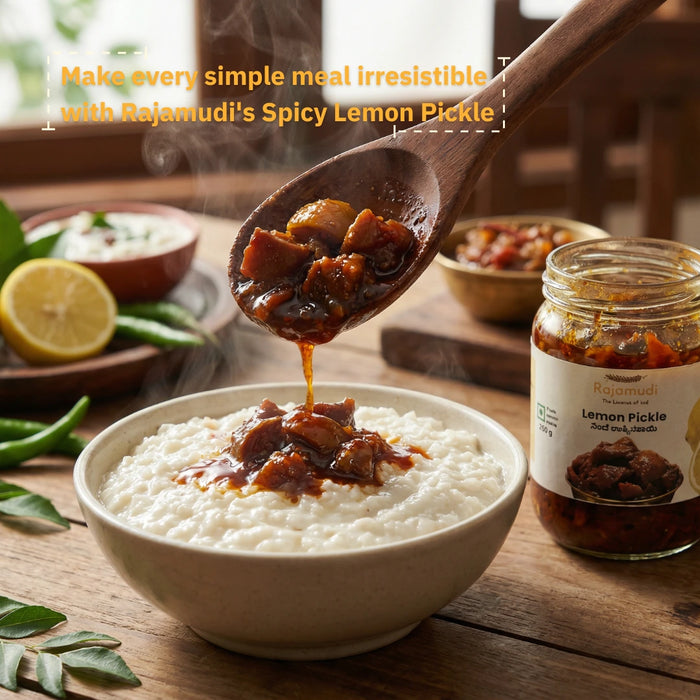 Rajamudi Organics Lemon Pickle 250g | Made with Organic Chilli & Turmeric | Traditional Taste | Rajamudi Organics