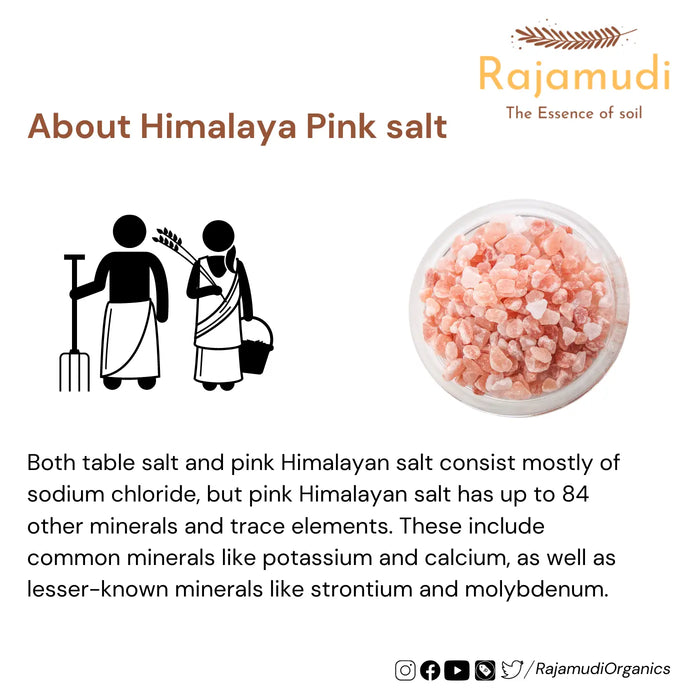 Purest Himalayan Rock Salt Crystals: Nature's Salt Symphony (Sendha Namak) - Rajamudi Organics