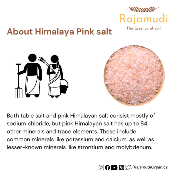 Purest Himalayan Rock Salt Free Flow: Nature's Salt Symphony (Sendha Namak) - Rajamudi Organics