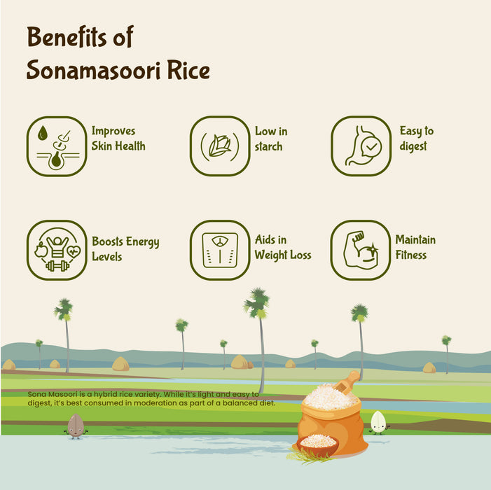 Organic Sona Masoori Rice – Polished | Certified Organic | Rajamudi Organics