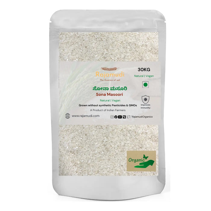 Organic Sona Masuri Rice by Rajamudi Organics - Rajamudi Organics